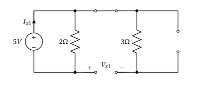 Superposition - Trouver la contribution de la source de tension -5V