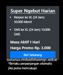 Tembak Paket XL Super Ngebut Harian Tembak Paket XL Super Ngebut Harian