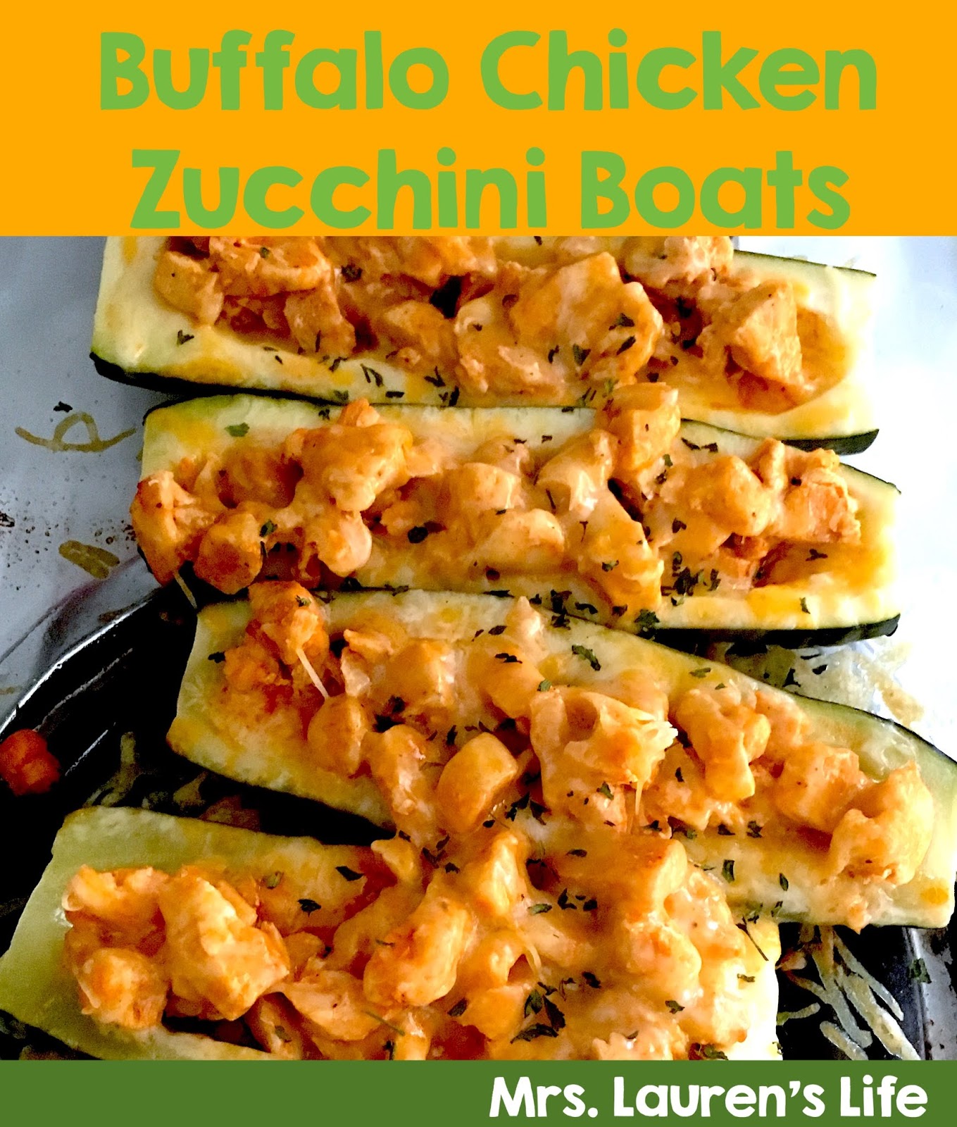 Buffalo Chicken Zucchini Boats