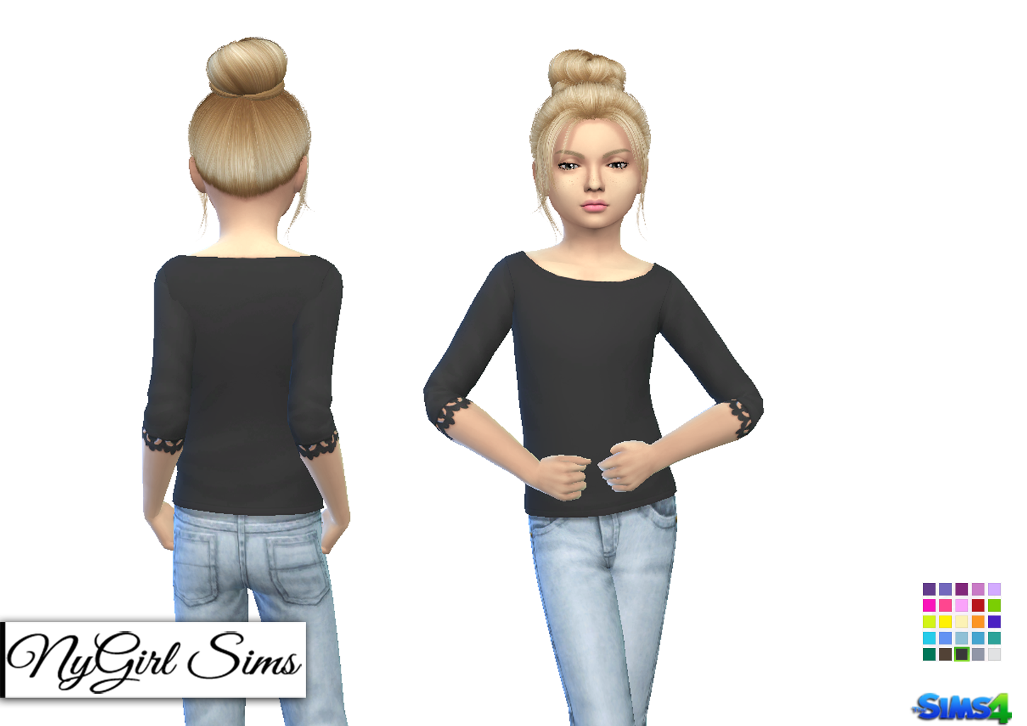 NyGirl Sims 4: Wide Neck Lace Trim Sweater