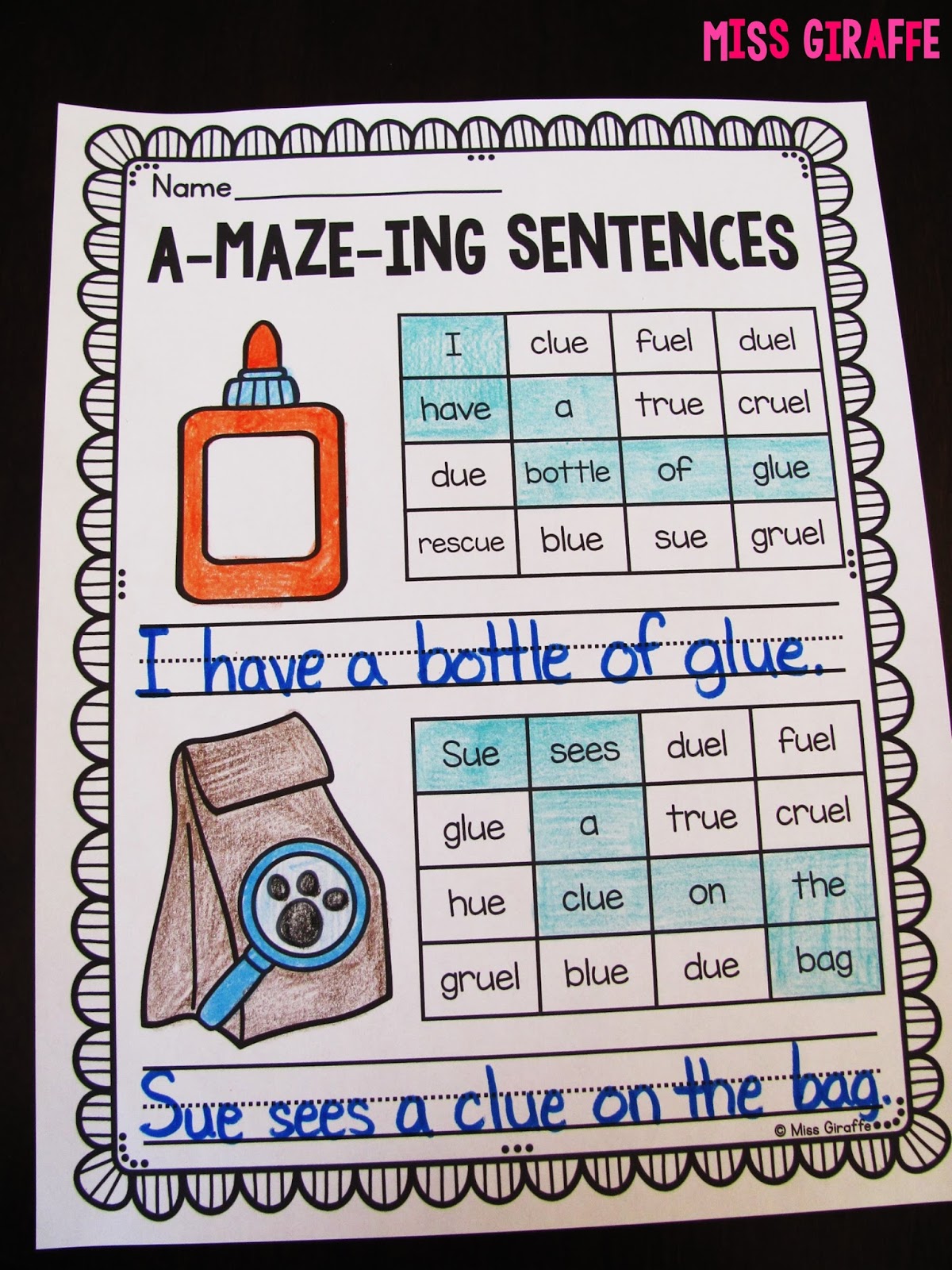 Worksheet Ue Phonics Words miss giraffes class ew ue ui activities a maze ing sentences are the best for challenging your high students or fast