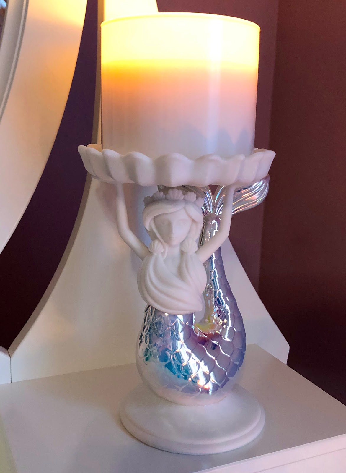 Iridescent Mermaid Pedestal 3-Wick Candle Holder - Bath & Body Works - Blue  Skies for Me Please
