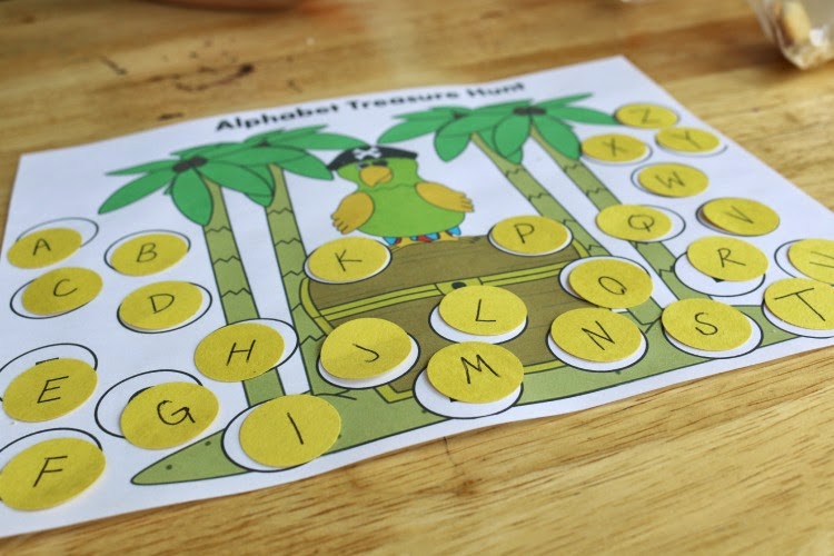Printable Alphabet Treasure Hunt for Kids | School Time Snippets