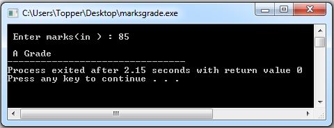 WAP to enter a marks in any subject and print the equivalent grade in C ...