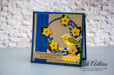 Birds & Branches Square Card by Rick Adkins Birds & Branches Bundle, Misty Moonlight, Bumblebee, Tasteful Textile 3d embossing folder, Rick Adkins, Stampin' Up!