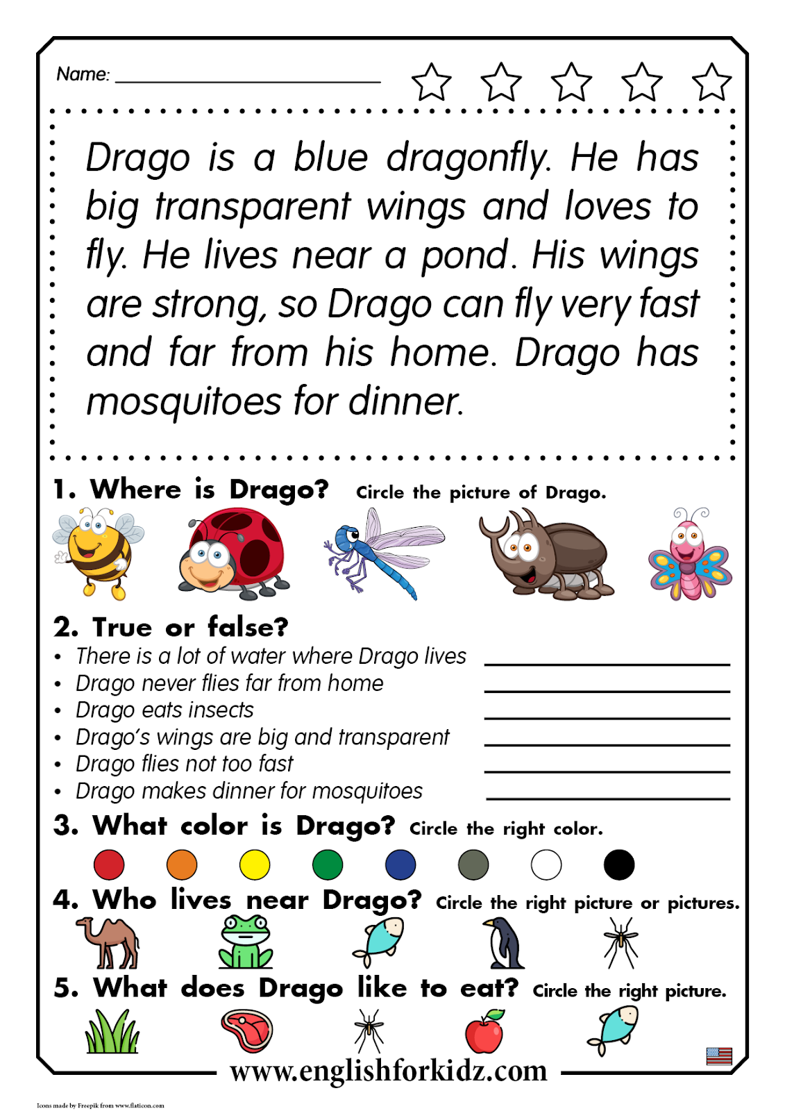 english-for-kids-step-by-step-reading-comprehension-worksheets-drago-the-dragonfly