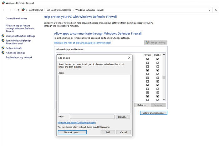 Ajouter un programme au pare-feu Windows 10
