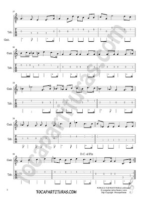 Tubepartitura Himno Nacional de México Tablatura del punteo de Guitarra
