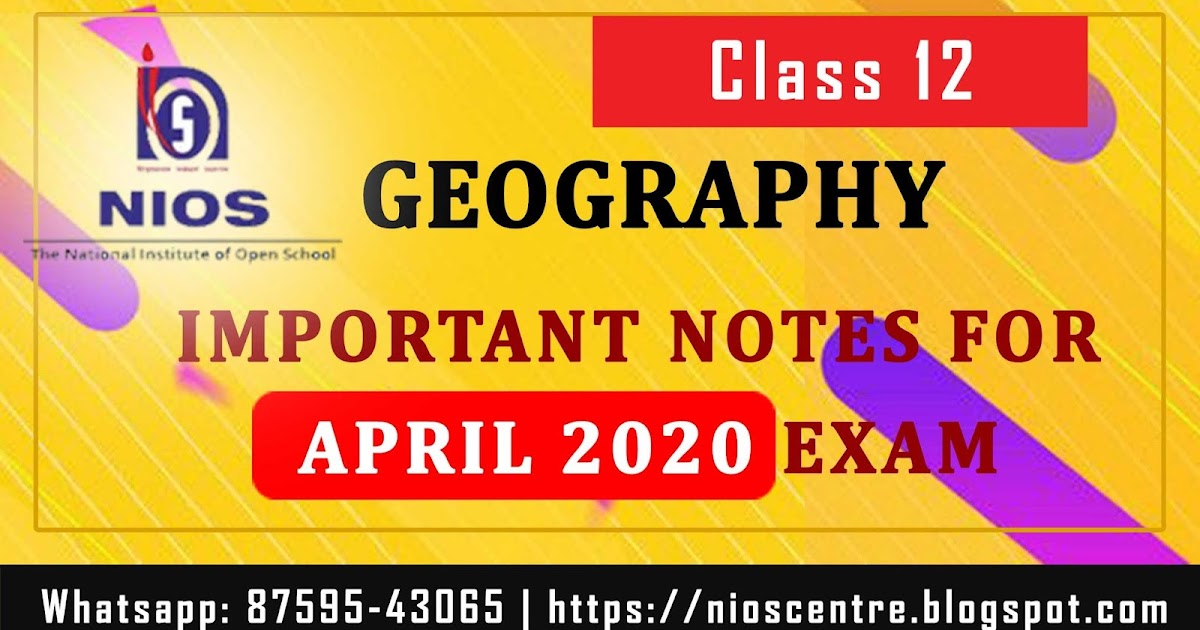 nios class 12 geography assignment