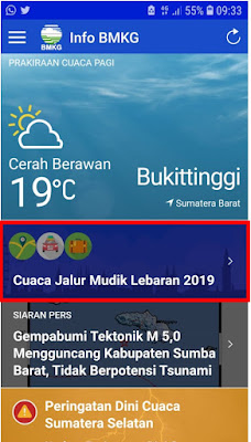 Informasi Cuaca Jalur Mudik Via Aplikasi Android InfoBMKG