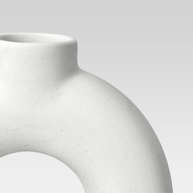 white textured modern donut vase