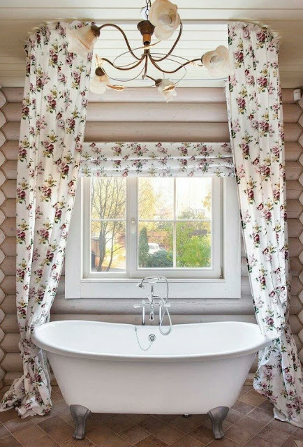 Provence style curtains for the bathroom