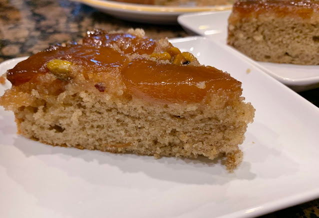 Spiced Peaches, Upside Down Cake, recipe