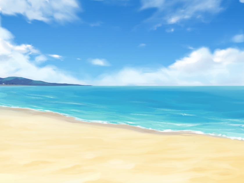 Anime Sunny Beach Background.