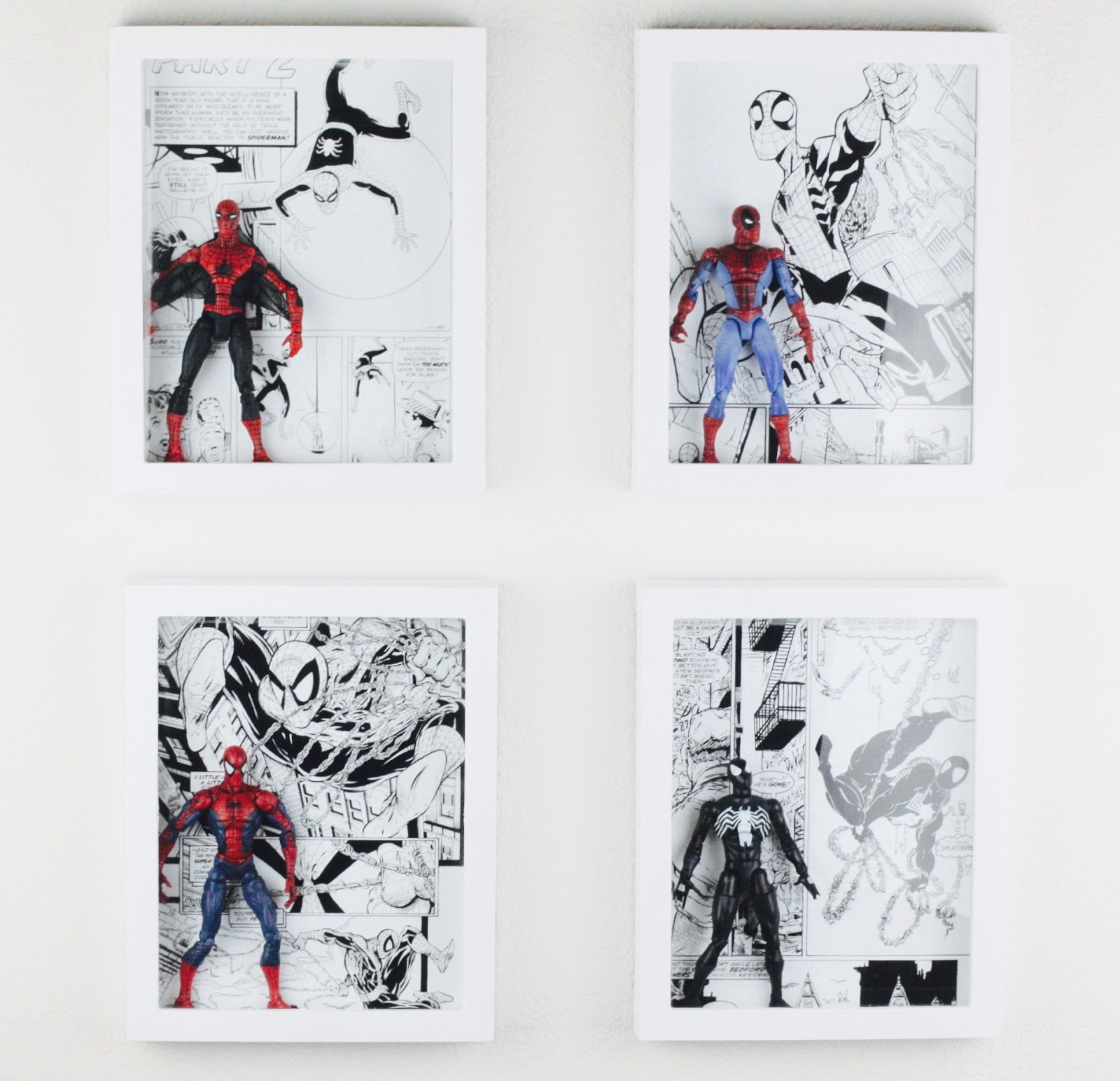 GEEK DIY BAM! SPIDERMAN ACTION FIGURE SHADOW BOX FRAME WALL DISPLAY DIY
