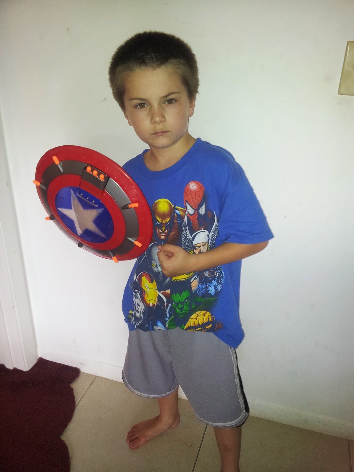 Mom's Thumb Reviews Captain America Triple Blast Shield Toy