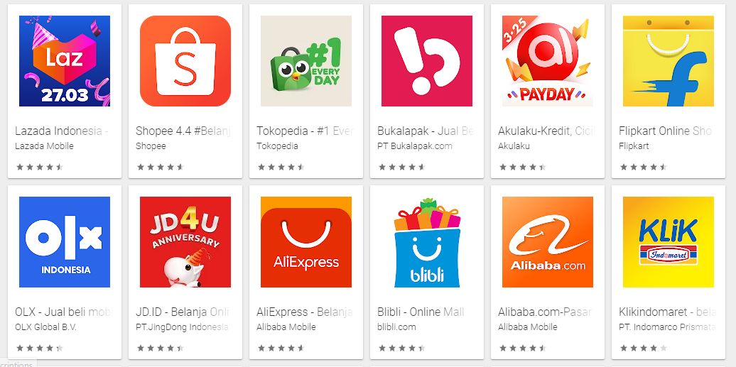 10 Aplikasi Belanja Online Terpopuler Di Playstore Maret 2020 Tanpakoma