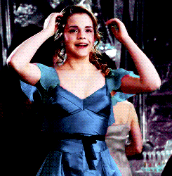goblet fire harry potter leaving hogwarts hermione moments ball yule emma watson lime periwinkle dumbledore weird costume draco hypable paperblog