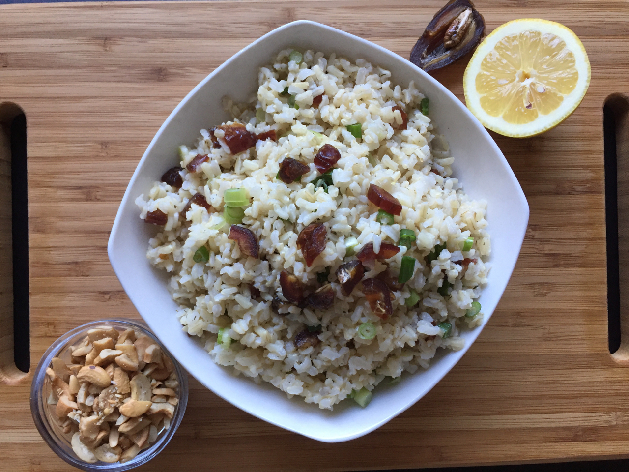 Em Hungry Brown Rice Salad with Dates & Cashews
