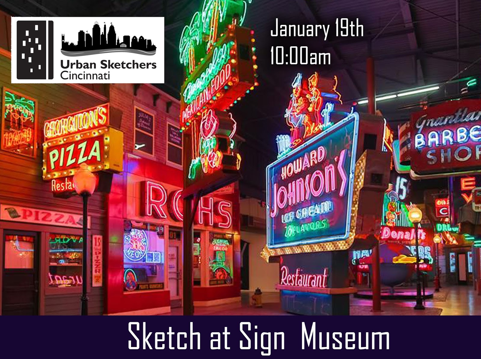 Urban Sketchers Cincinnati January Sketch Outing To The American Sign Museum