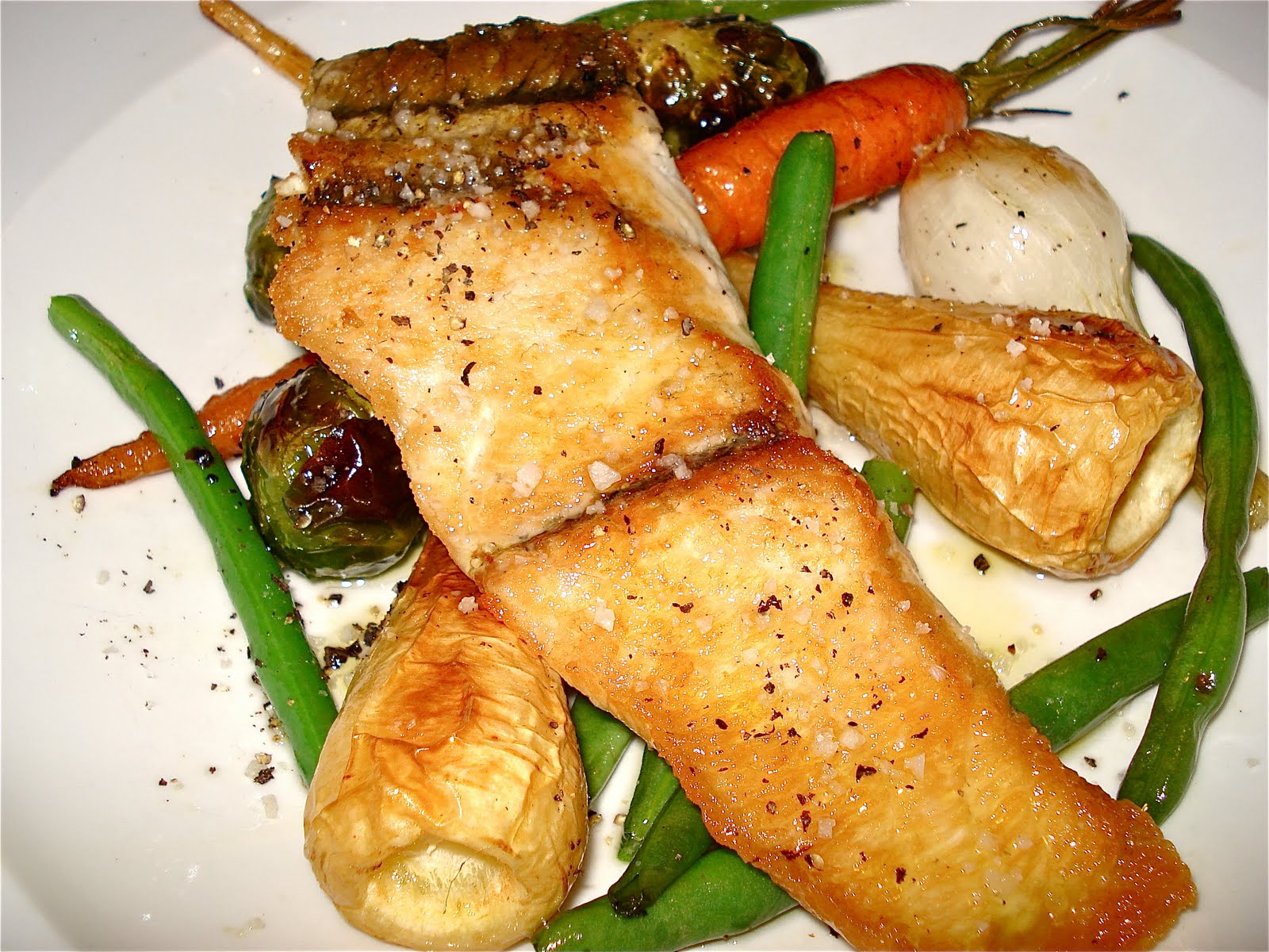 Behind The Burners WILD BARRAMUNDI WITH ROASTED VEGETABLES