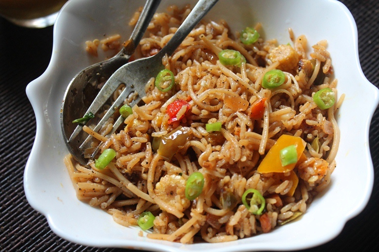 Veg Noodles Fried Rice Recipe Yummy Tummy
