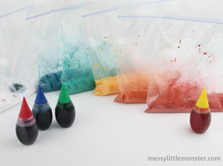 How to make rainbow coloured salt for sensory play