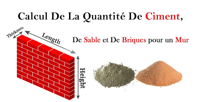 Calcul de la quantité de ciment, de sable et de briques pour un mur