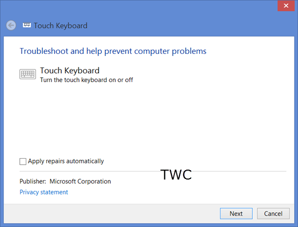 Touch Keyboard ใน Windows 8 ทำงานไม่ถูกต้อง