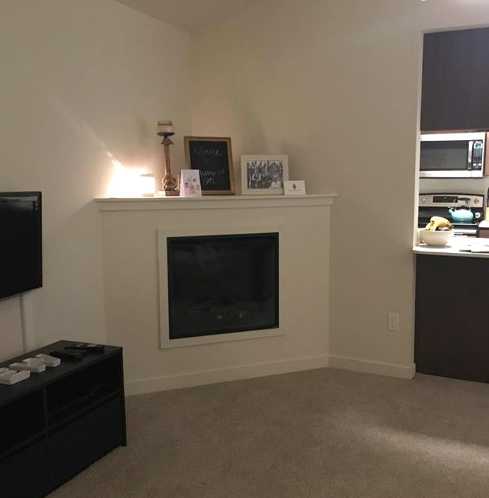 A Cup Of Tea With Kelsey Corner Fireplace Makeover Including Built In Shelves I M Sure That Will Be It S Own Post At A Later Date Vaulted Ceilings And Corner Electric Fireplace