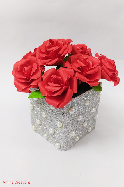 AMINA CREATIONS: DIY FLOWER VASE/ HOW TO MAKE A BEAUTIFUL FLOWER VASE FROM  CARDBOARD AND FOAM SHEET WITH VIDEO