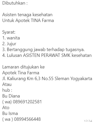 LOWONGAN%2BTINA%2BFARMA - Bursa Kerja