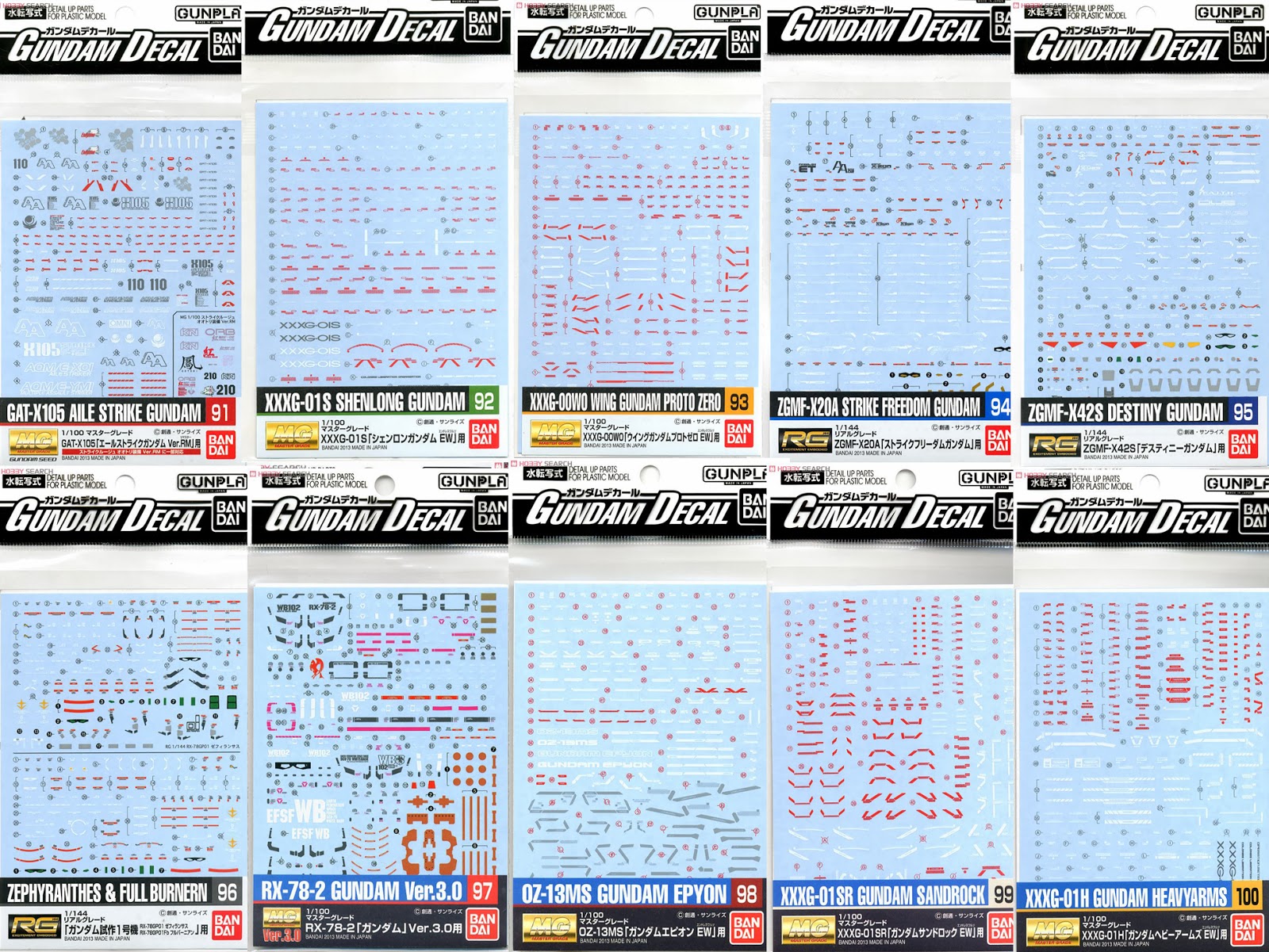 G Project Gundam Decal List
