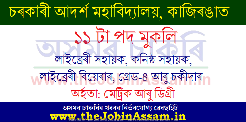 Govt. Model College, Kaziranga Recruitment 2020