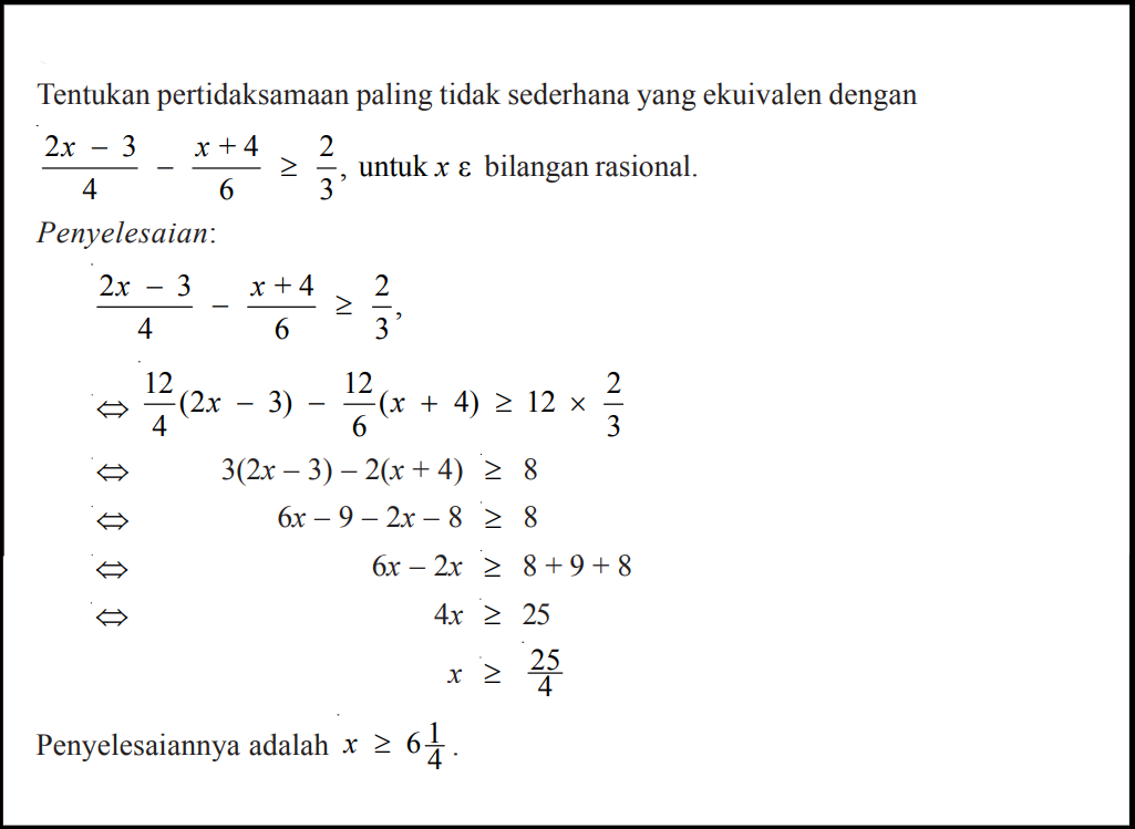 Contoh Soal Pertidaksamaan Linier Satu Variabel Ptlsv Dan Pembahasannya Blog Mtk Smp