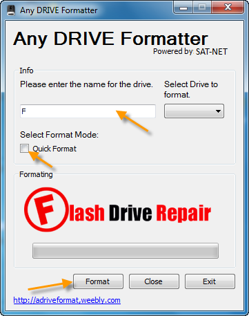 Repair Corrupted USB sticks with any drive formatter tool