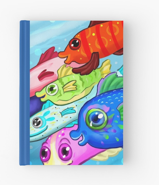 A notebook featuring fishes / Muistikirja, jonka kannessa on kaloja