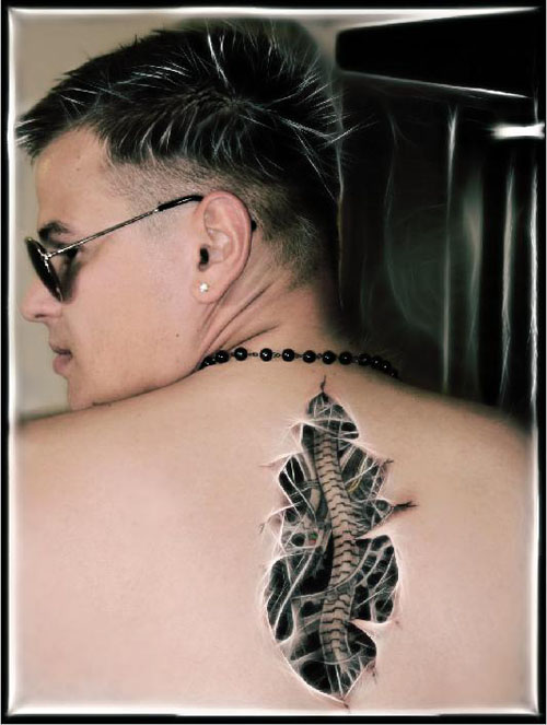 All body painting: Concept Of Back Tattoo Design For Male