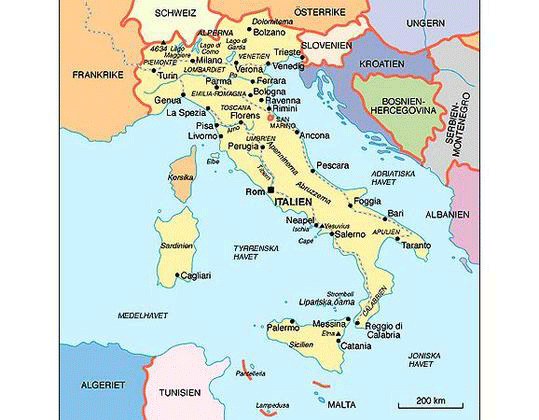 Karta över Italien Politiska Regionen | Karta över Sverige, Geografisk