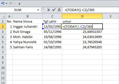 cara menghitung umur dengan rumus matematika