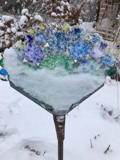 Snowy Blue Glass Art