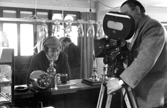 Photograph of TV advert being shot at the car showrooms on Dixons Hill Road - 1970s Image from the NMLHS, part of the Images of North Mymms collection