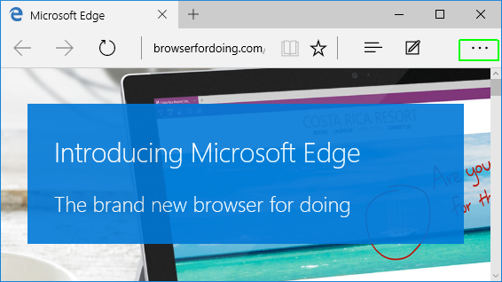 bagian menu pada Microsoft Edge di Windows 10