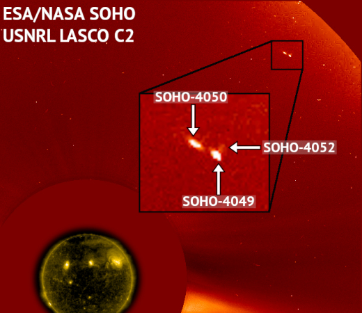 cometa triplo perto do Sol