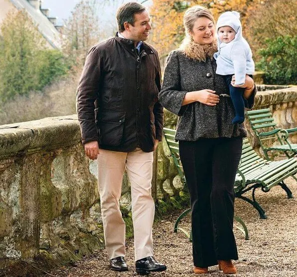 Prince Charles and Prince Guillaume. Princess Stephanie wore a wool cashmere coat with faux fur collar from Ralph Lauren, and black trousers