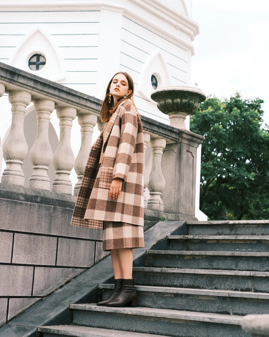 Brown plaid coat