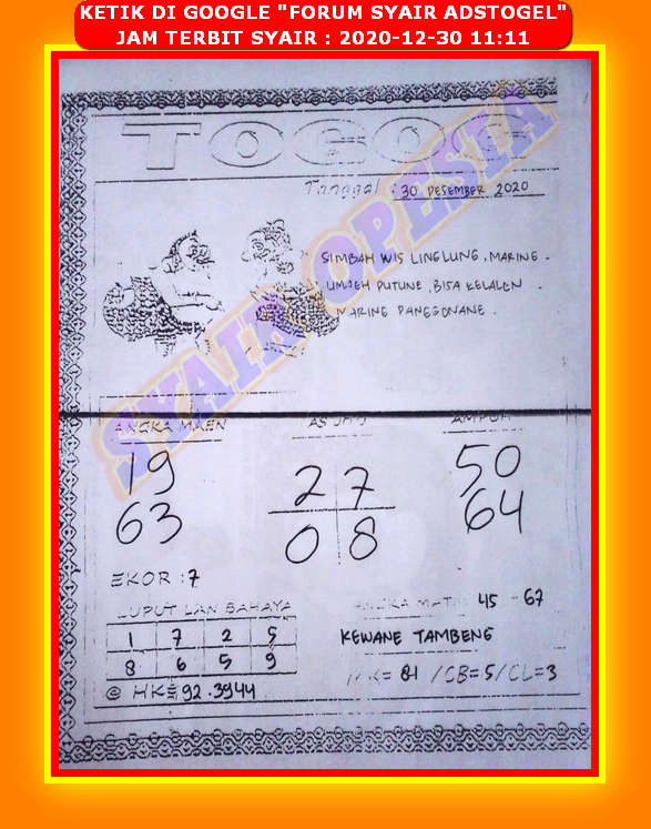 1 New Message Kode Syair Hongkong 30 Desember 2020 Forum Syair Togel Hongkong Singapura Sydney