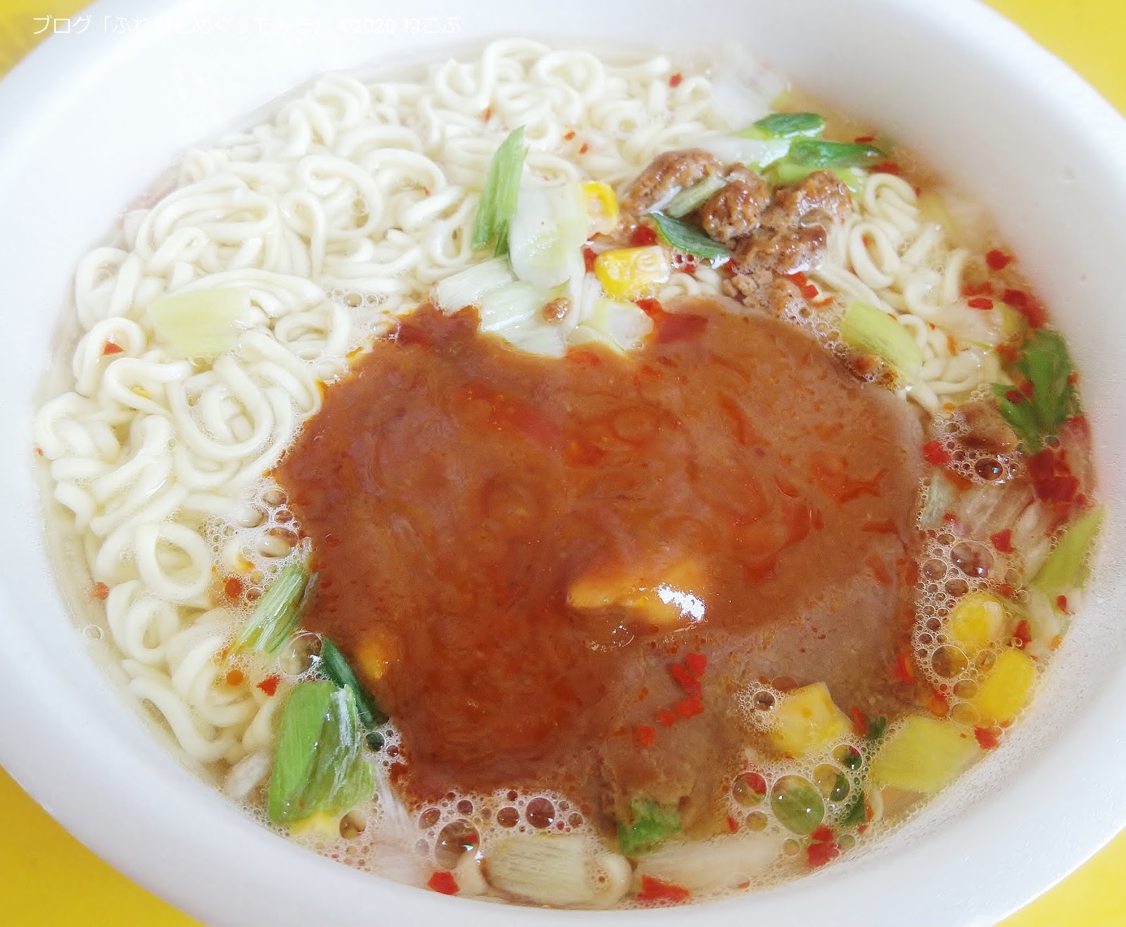 ふわりとめぐってみる ニュータッチ ねぎみそラーメン しっかりした味噌味 ふわりとめぐってみる ニュータッチ ねぎみそラーメン しっかりした味噌味