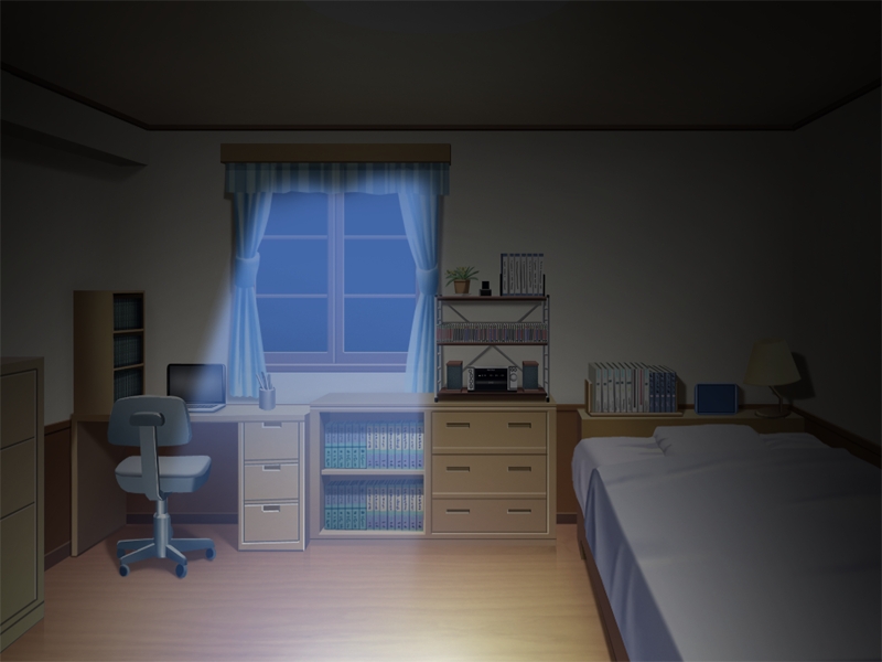 Anime Landscape: Student Bedroom at Night (Anime Background)
