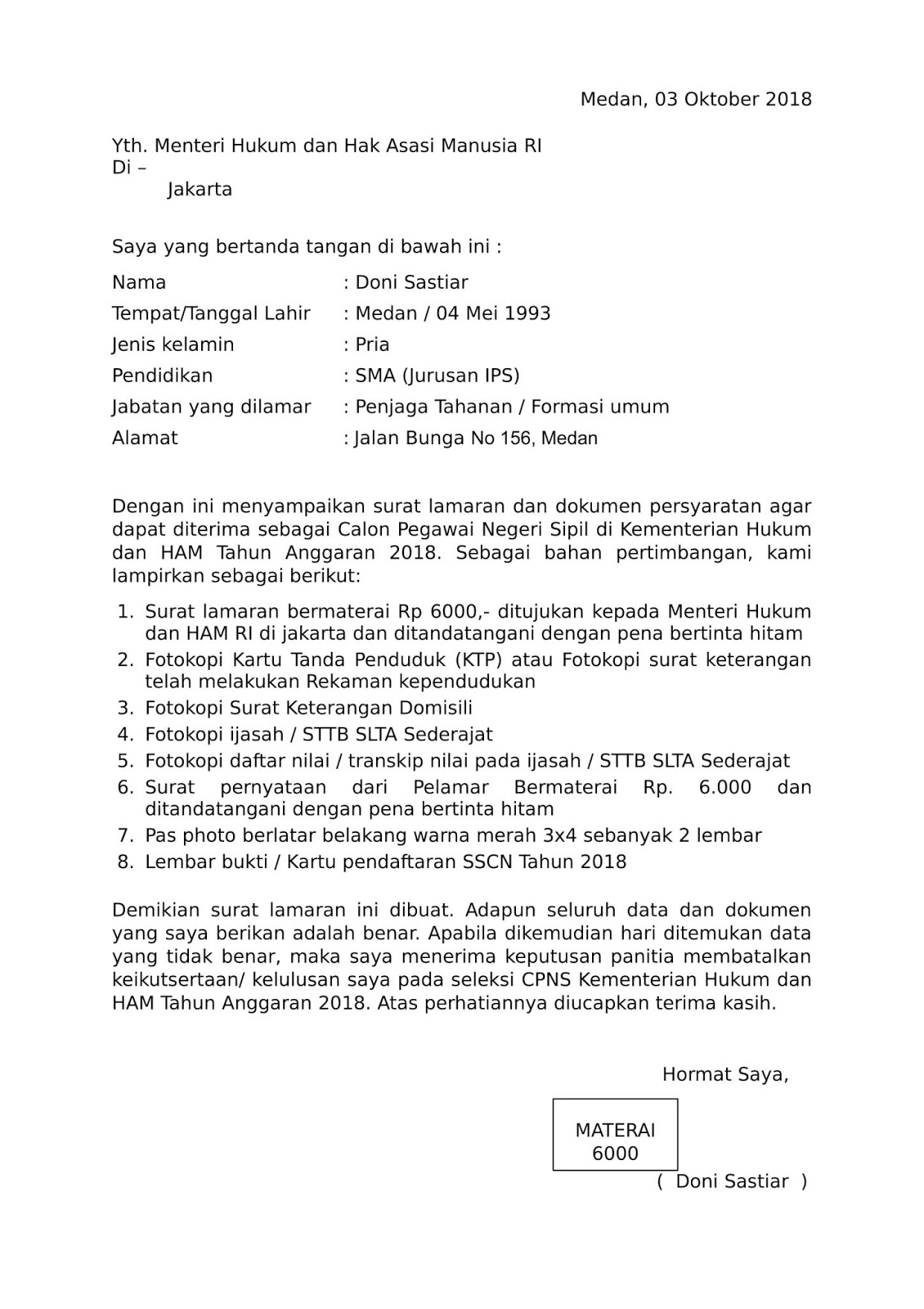 Surat pernyataan cpns 2021